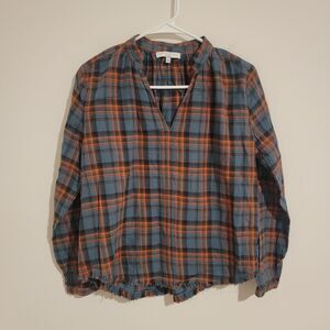 Womens‎ Top Size XS Plaid Fringe Hem Country Flannel Outdoor Gorpcore